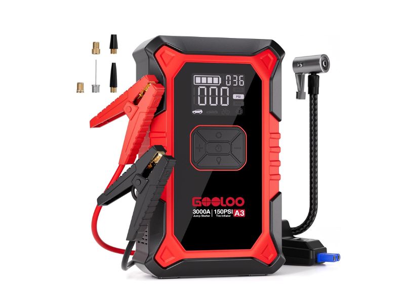 GOOLOO A3 3000A Jump Starter with Air Compressor