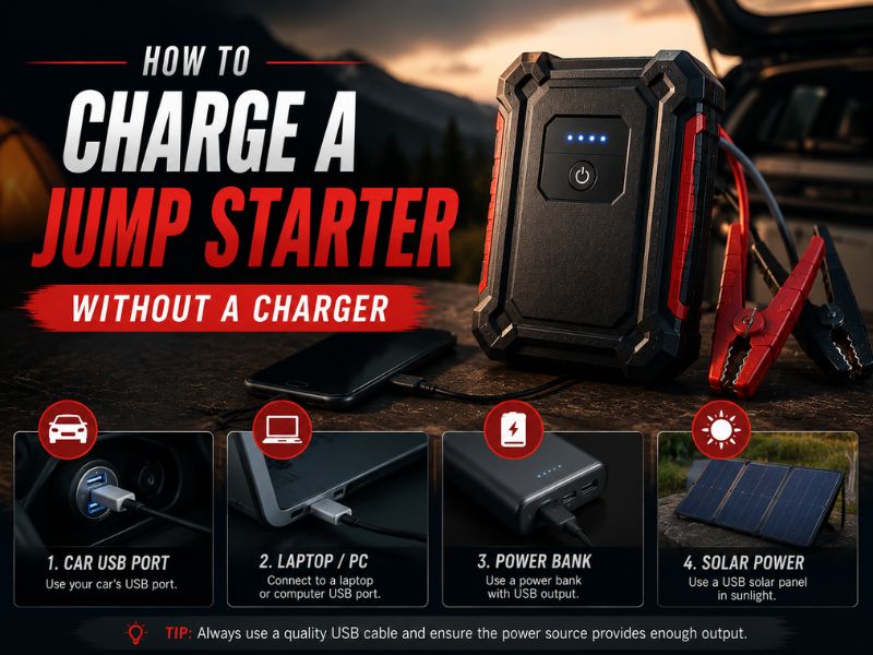 How to Charge a Jump Starter Without a Charger: Safe Alternatives