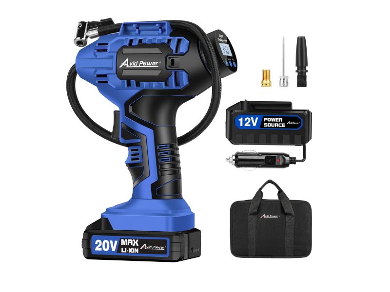 AVID POWER Cordless Tire Inflator Portable Air Compressor - Best Dual-Power Alternative