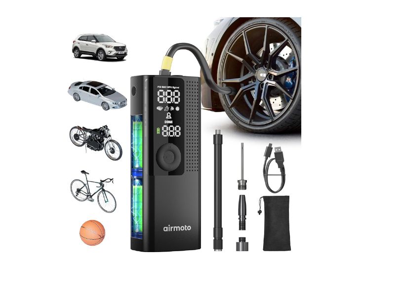 Airmoto Tire Inflator Portable Air Compressor - Best Compact Cordless Pick