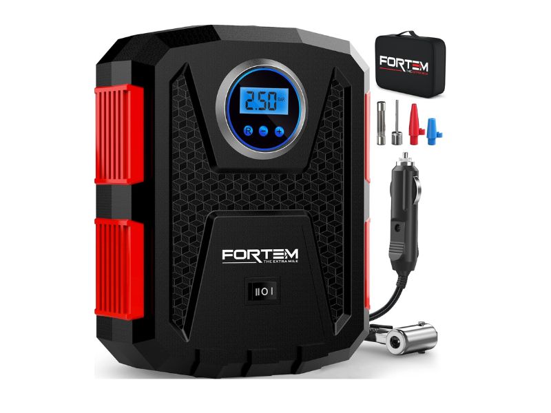 FORTEM Tire Inflator Portable Air Compressor - Best Long-Cord 12V Pick