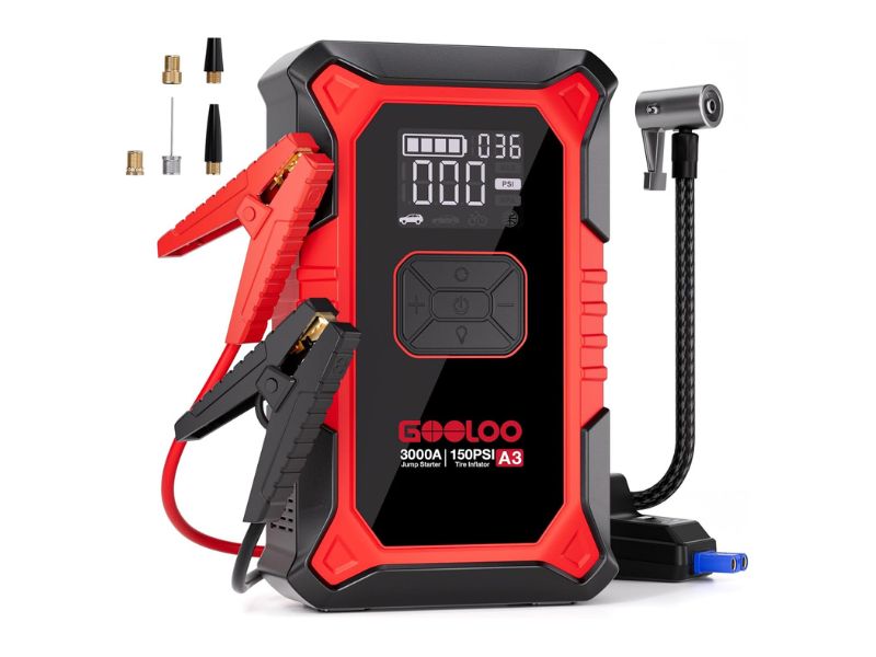 GOOLOO A3 3000A Jump Starter with Air Compressor - Best Jump Starter and Inflator Combo