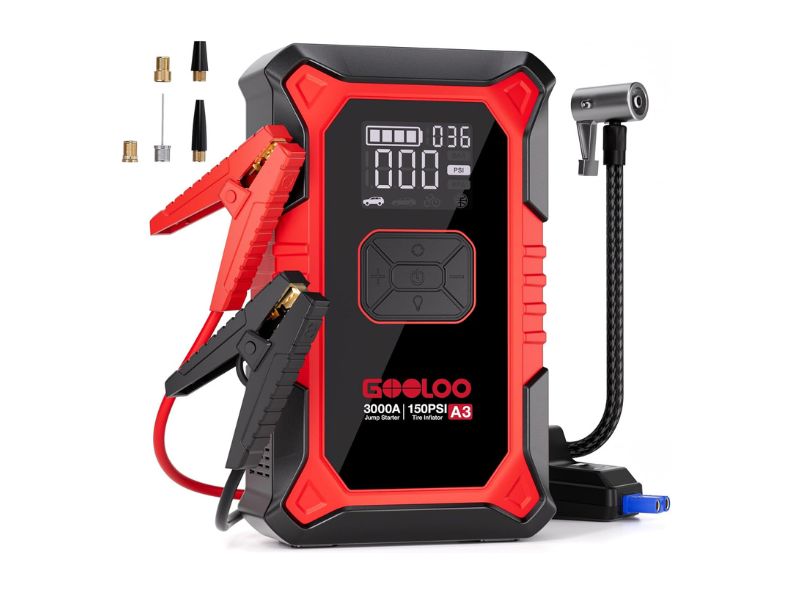 GOOLOO A3 3000A Jump Starter with Air Compressor - Best Overall
