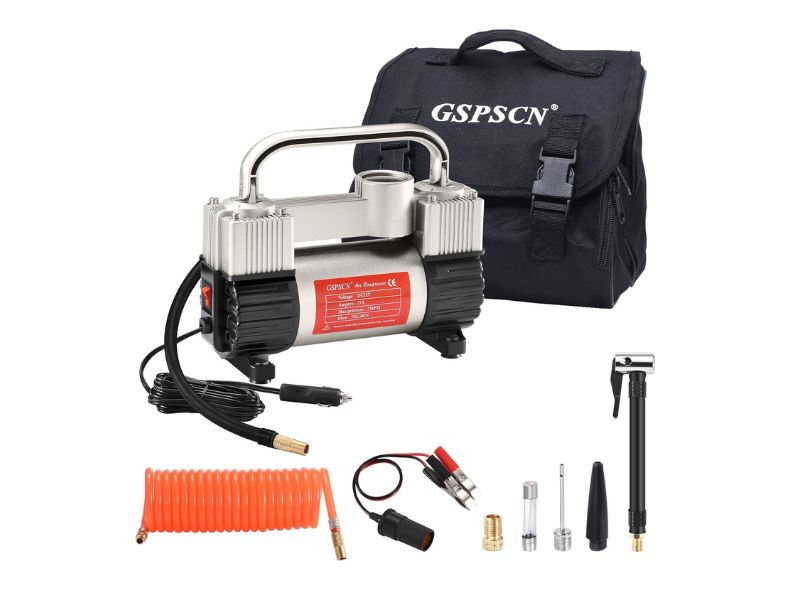 GSPSCN 12V Heavy Duty Dual Cylinder Tire Inflator - Best Overall