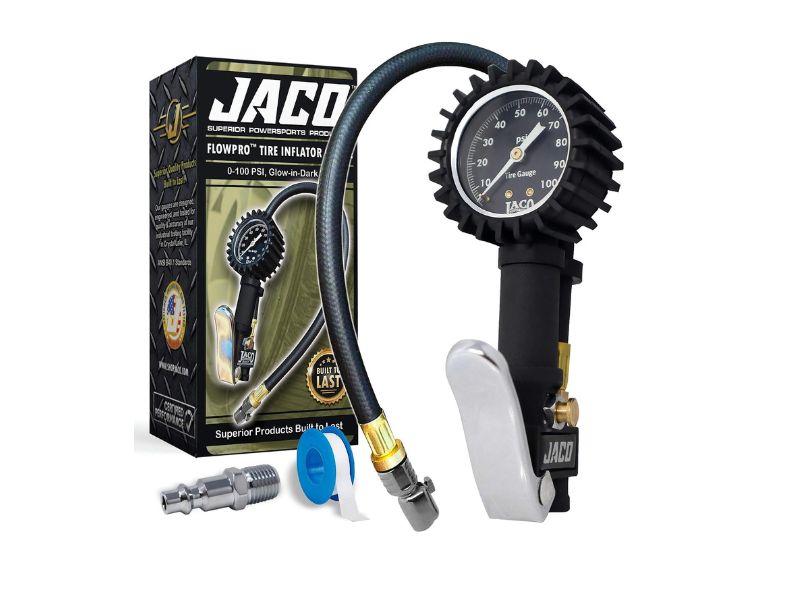 JACO FlowPro Tire Inflator with Pressure Gauge - Best Locking-Chuck Pick