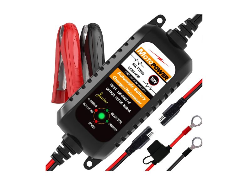 MOTOPOWER 12V 800mA Automatic Battery Charger - Best Budget Float Charger
