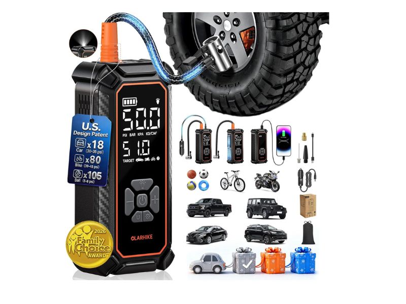 OlarHike Tire Inflator Portable Air Compressor 6000mAh - Best Dual-Power Pick