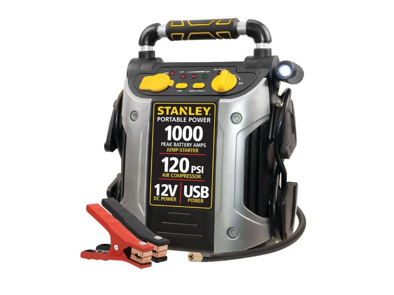 STANLEY 1000 Peak Amp Jump Starter With Compressor - Best All-in-One Emergency Station