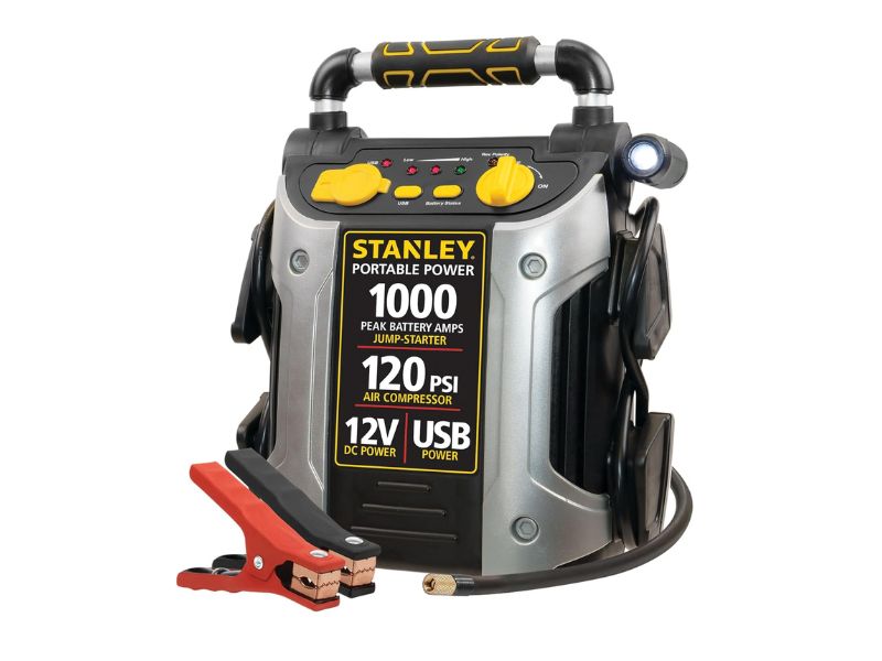 STANLEY J5C09 1000 Peak Amp Jump Starter with Compressor - Best All-in-One Emergency Station