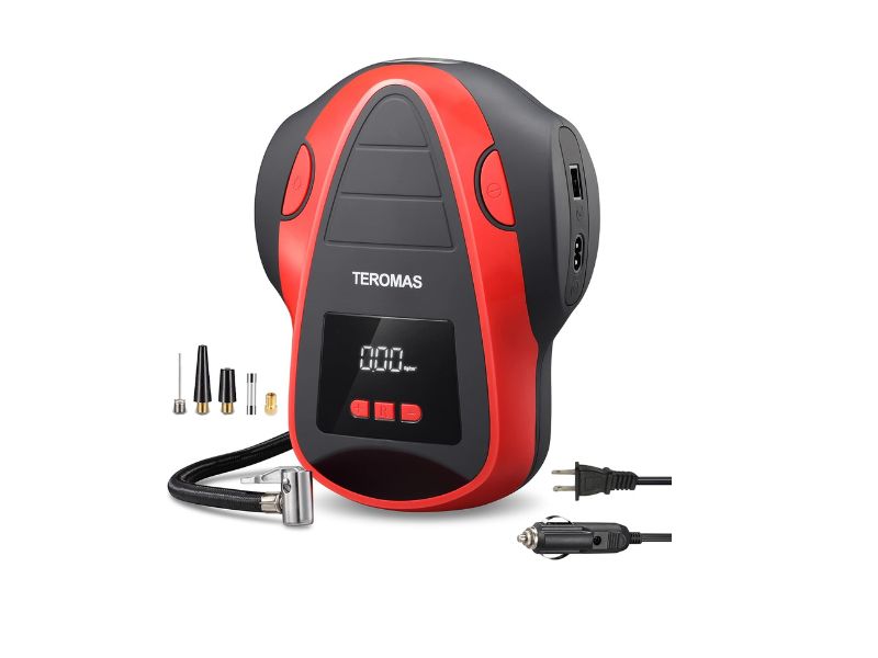 TEROMAS Tire Inflator Portable Air Compressor — Best AC/DC Home-and-Car Option