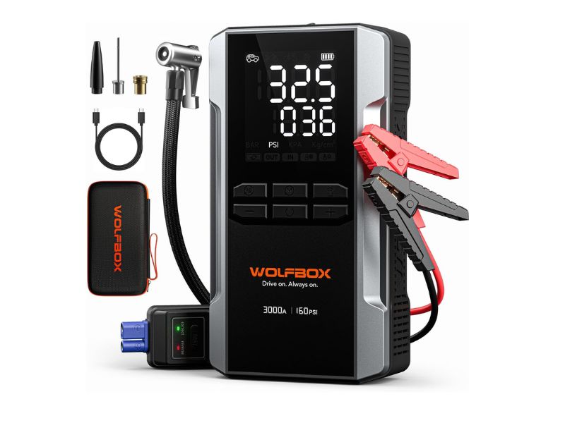 WOLFBOX Air 3000A Jump Starter with Air Compressor