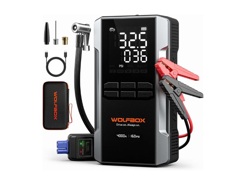 WOLFBOX MegaVolt 24 Air 4000A Jump Starter with Air Compressor - Best Overall