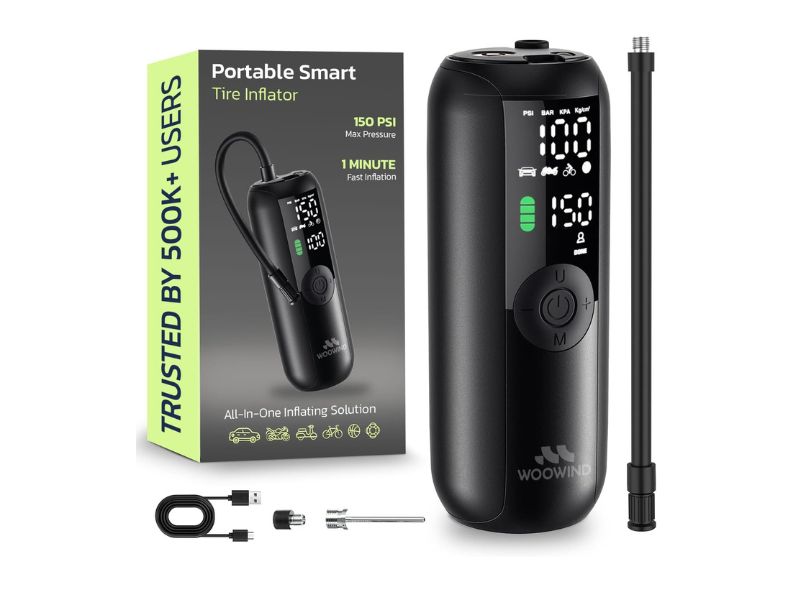 Woowind LP1 Tire Inflator Portable Air Compressor - Best for Cars and Bikes