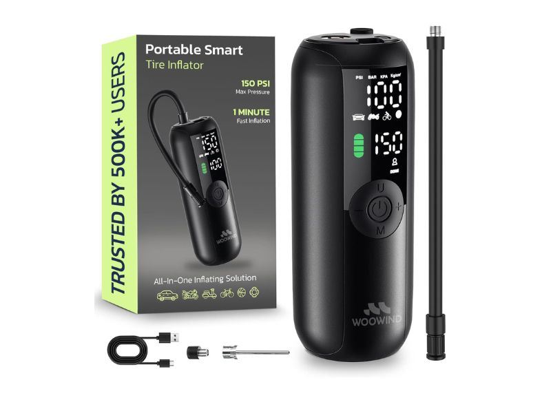 Woowind LP1 Tire Inflator Portable Air Compressor — Best for Cars and Bicycles