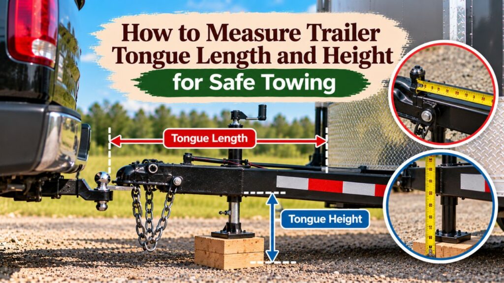 How to measure trailer tongue length and height: locate the coupler center, level the trailer, and check hitch height for towing.